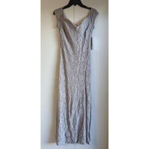 Sequin Heart Women's Gray Short Sleeve Floral Lace Formal Dress Size 11